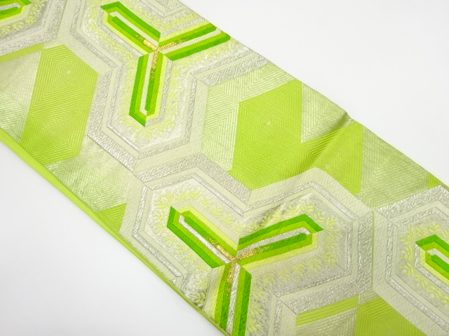 JAPANESE KIMONO / ANTIQUE FUKURO OBI / SILK / WOVEN BISHAMON KIKKO & FLOWER